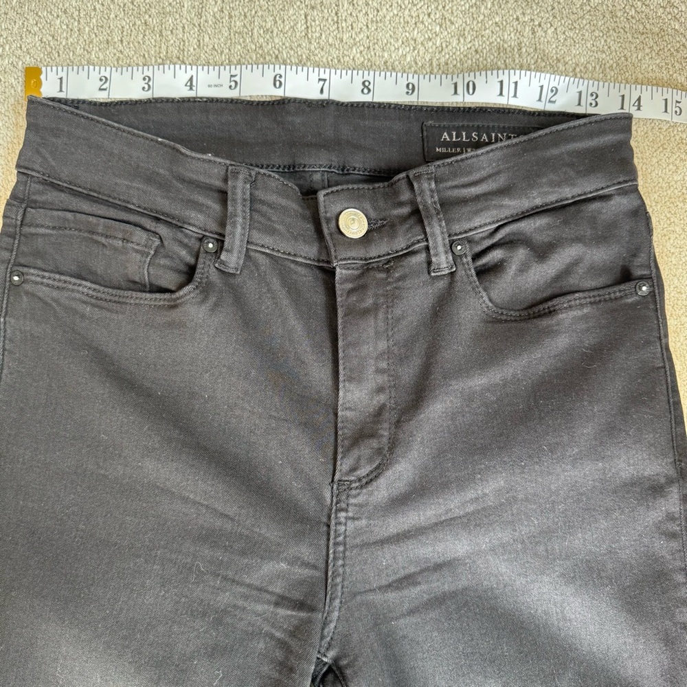 SOLD Allsaints Miller Size Me Stretch Mid-Rise Skinny Denim Black Jeans - Picture 9 of 13